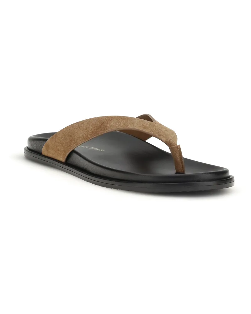 Stuart Weitzman Women's Marykate Flip-Flop Sandals Doe Calf Leather Bos Taurus Brown
