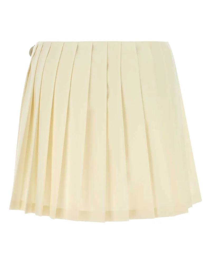 Miu Miu Women's Cream Canvas Mini Skirt Naturale Exterior: Virgin Wool Mohair Gonne Beige