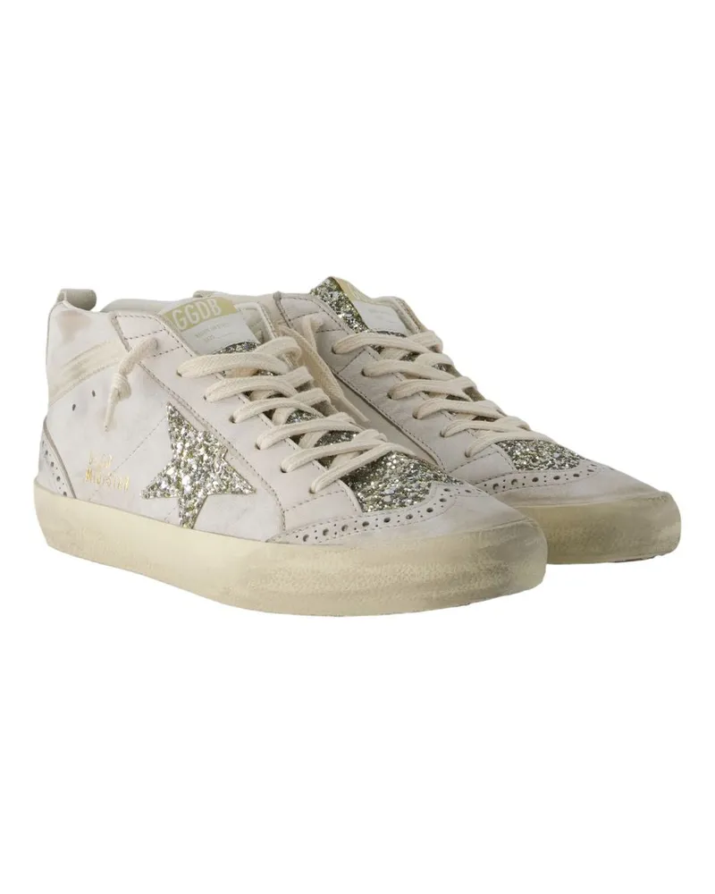 Golden Goose Women's Mid Star Sneakers -  Leather Beige Calfskin Shoes Beige