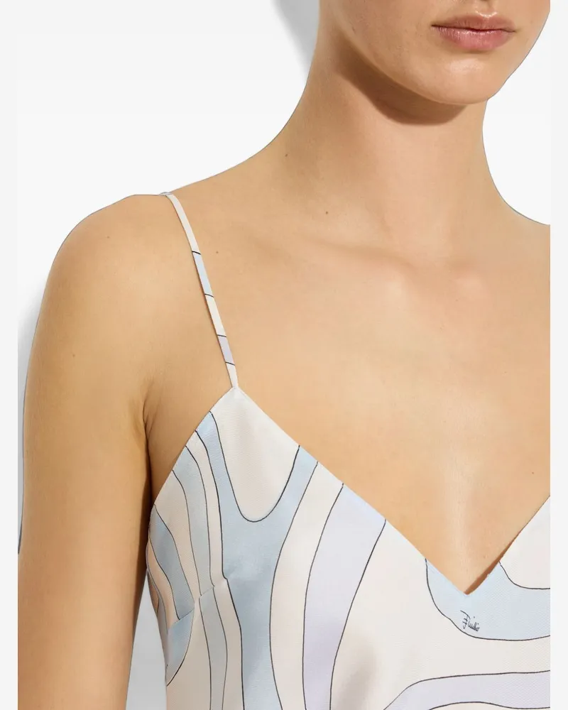 Emilio Pucci Printed Silk Tank Top — Blue Blue