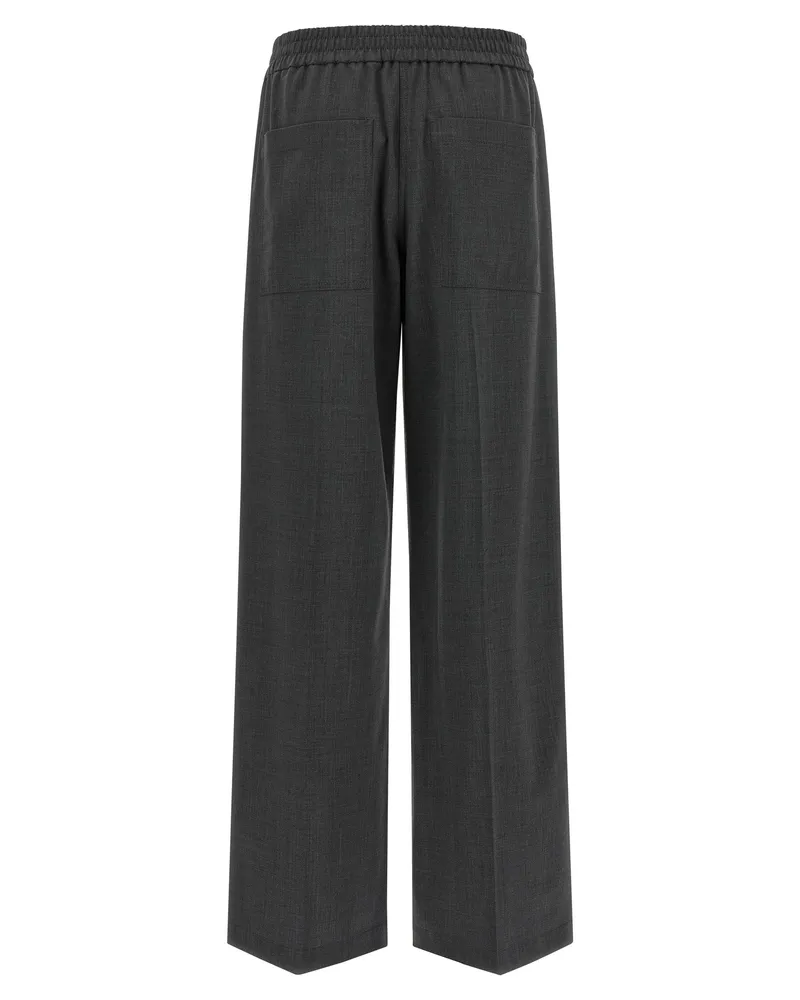 Brunello Cucinelli Women's Gray Virgin Wool Flared Pants Gray