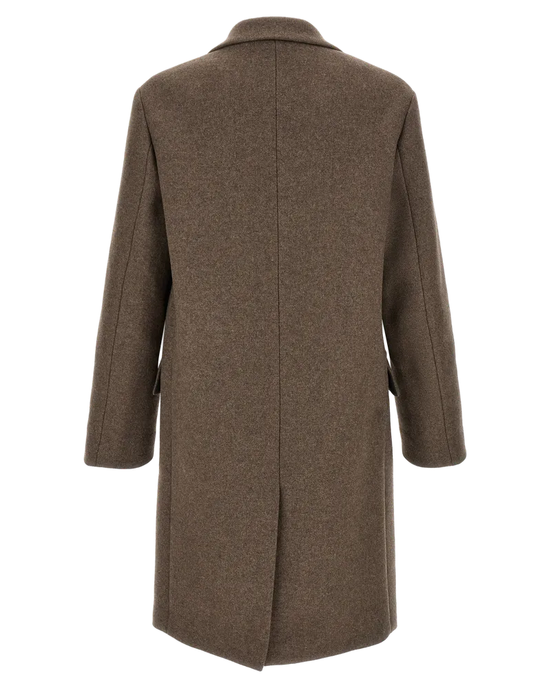 Dries van Noten Single-Breasted Wool Coat — Brown Brown