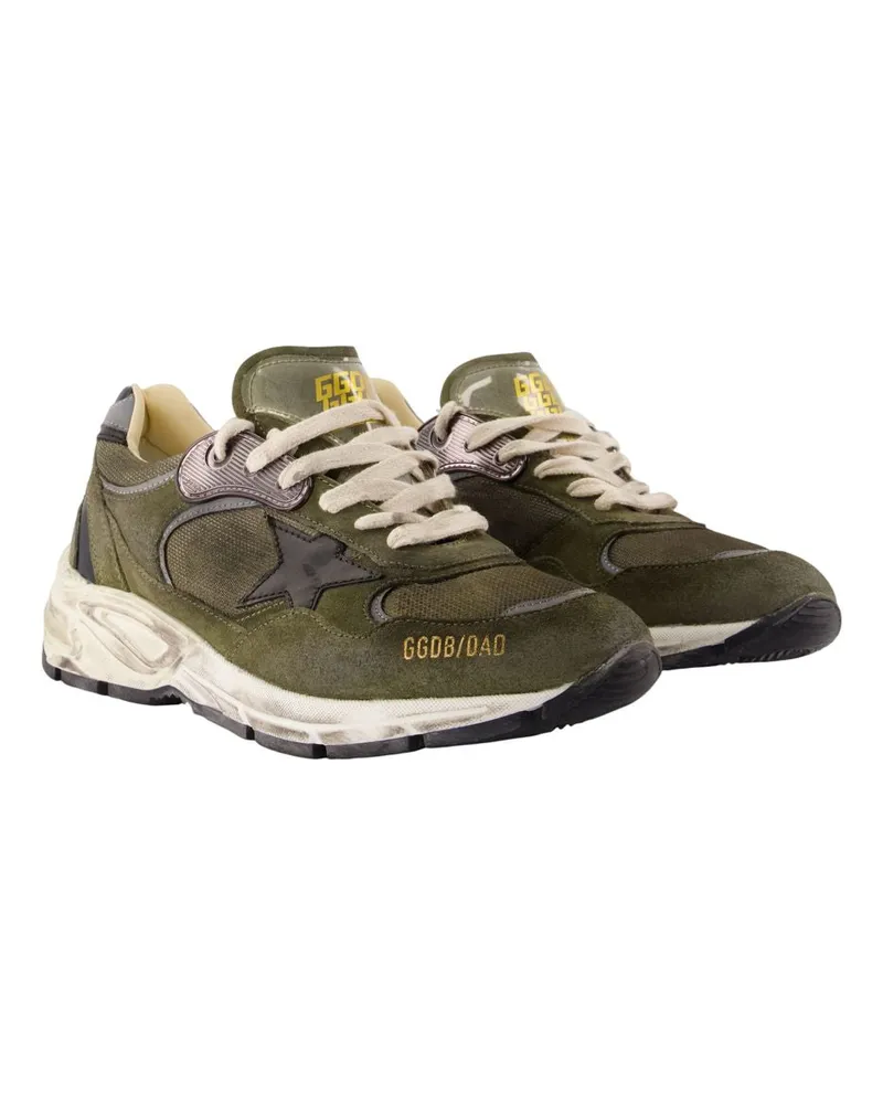 Golden Goose Men's Running Dad Sneakers -  Leather Khaki Calfskin Shoes Khaki