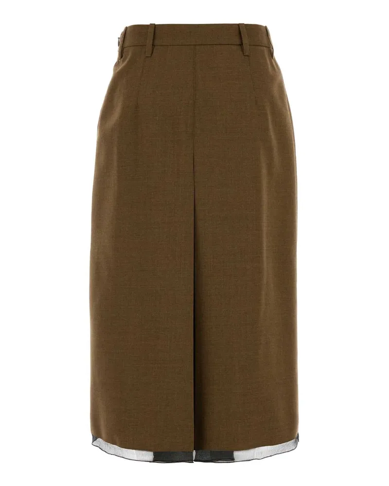 Prada Women's Brown Wool Skirt Tabacco Gonne Brown