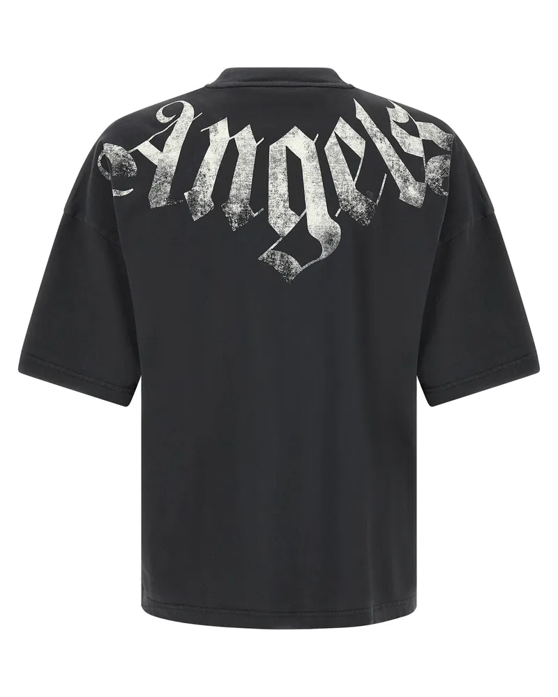 Palm Angels Craquelé Gothic Print T-shirt — Black Black