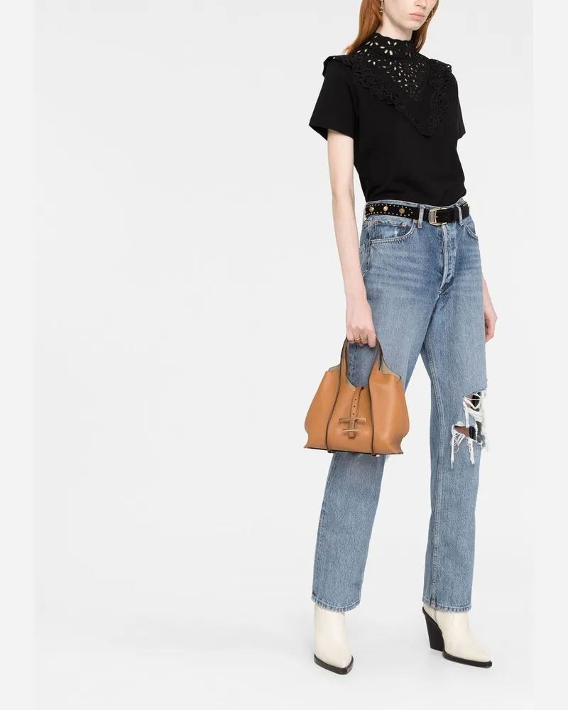 TOD'S Pebbled Leather Shoulder Bag — Brown Brown