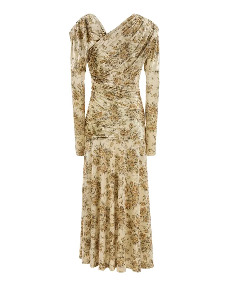 Ganni Women's Printed Velvet Dress Cloudcream Abiti Beige