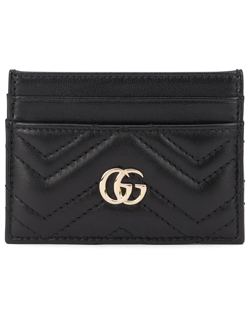 Gucci Women's Card Holder Gg Marmont Black Calf Leather Skin Wallets & Purses Black