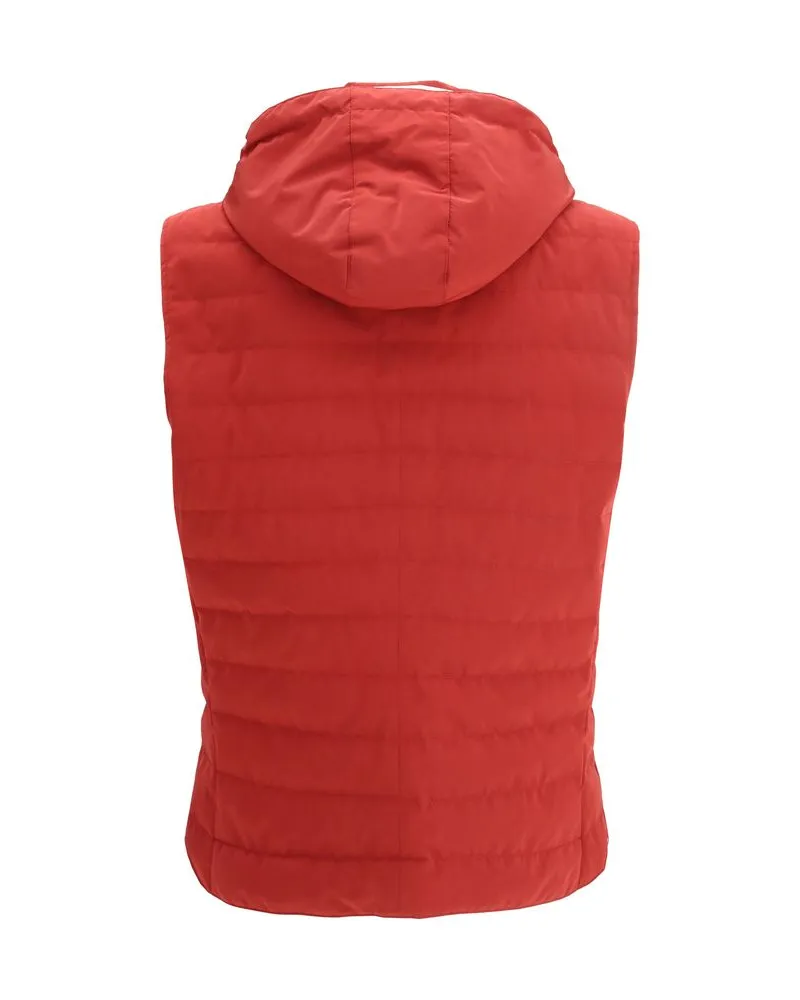 Brunello Cucinelli Men Multicolor Polyester Sleeveless Jacket Clothing Red
