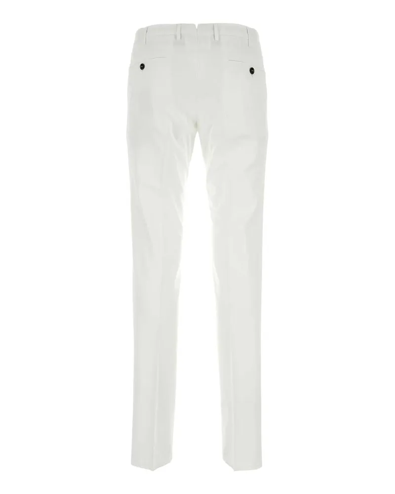 PT TORINO Men's White Stretch Cotton Blend Silkochino Pant Bianco Pantaloni White