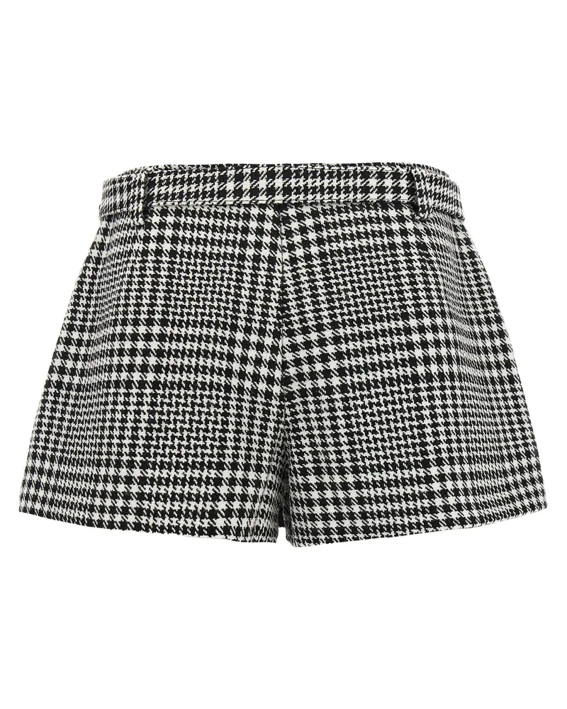 Self-Portrait Houndstooth Bouclé Wool Blend Skort — Black Black