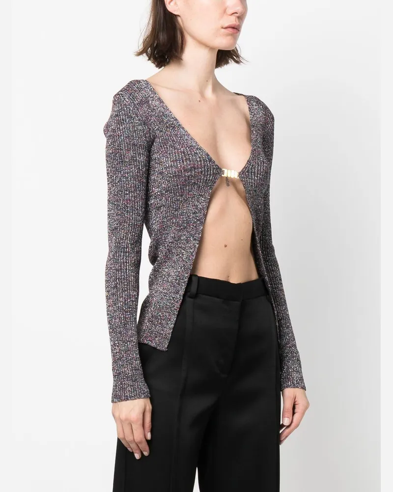 GCDS Glitter-Detailed Lurex Cardigan — Grey Grey