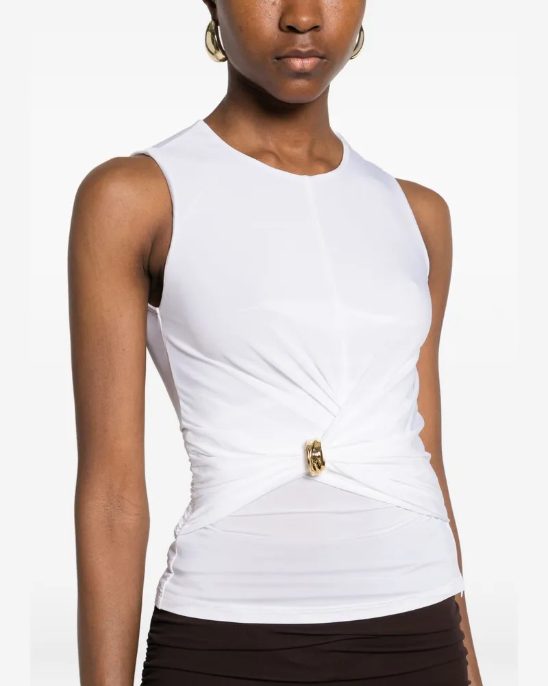 Elisabetta Franchi Gathered Knot-Detail Tank Top — Ivory Ivory