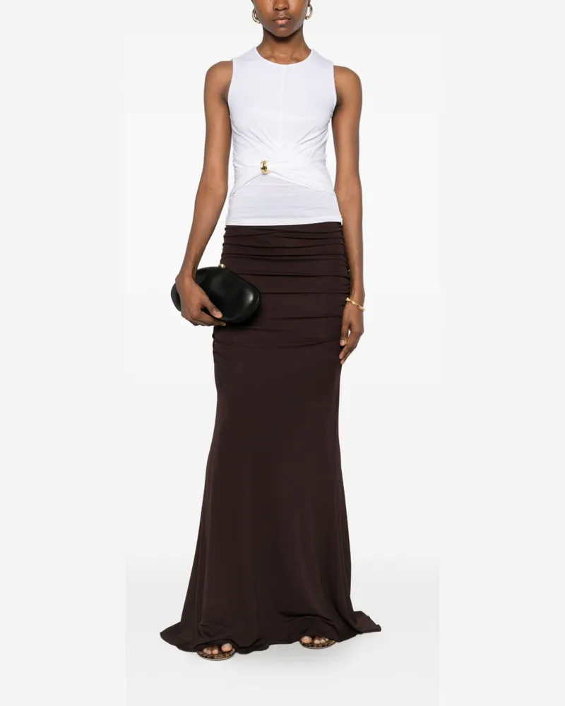 Elisabetta Franchi Gathered Knot-Detail Tank Top — Ivory Ivory