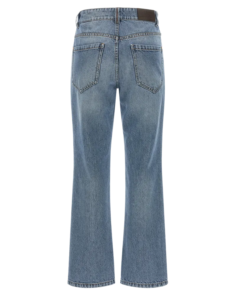 Brunello Cucinelli Women's Blue Cotton Cropped Jeans Clothing Blue