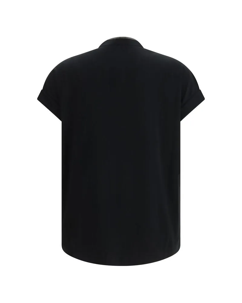 Brunello Cucinelli V-Neck Cotton T-Shirt — Black Black