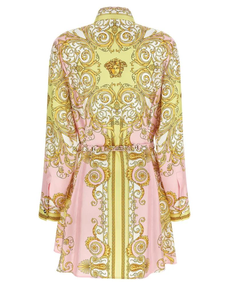Versace Baroque-Print Silk Twill Blouse — Pink Pink