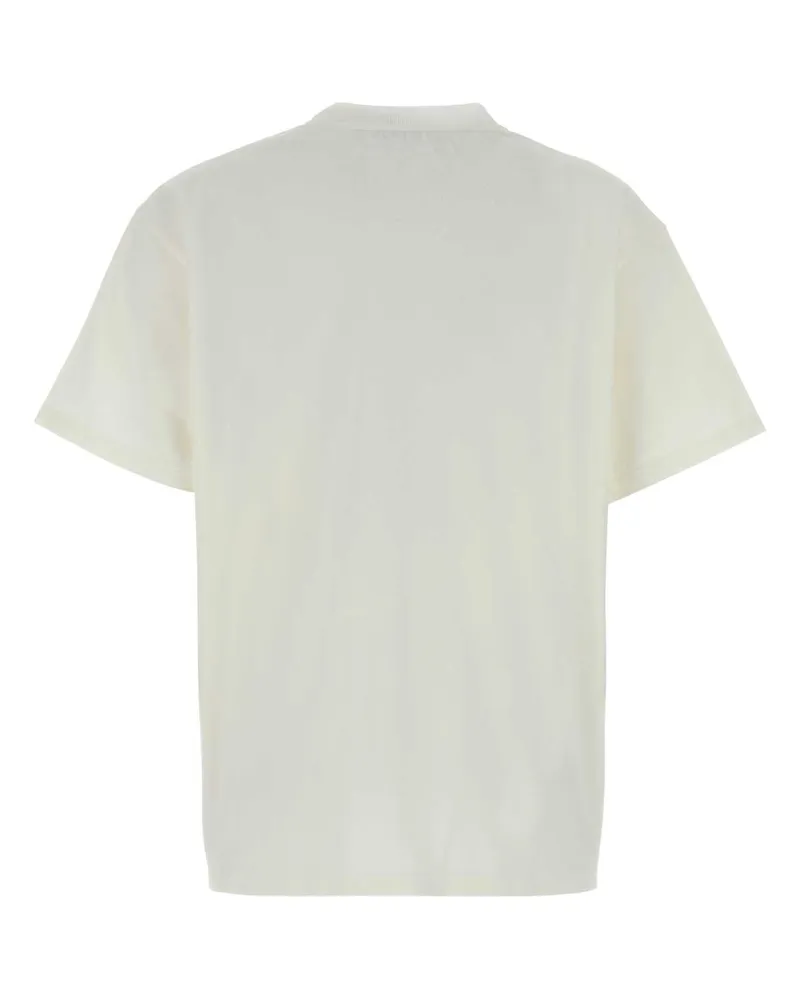 Prada Women's Logo-Embroidered Cotton T-Shirt White White