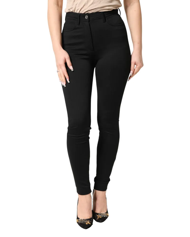 Dolce & Gabbana Women's Black Nylon Stretch Skinny High Waist Pants 05+pa Black