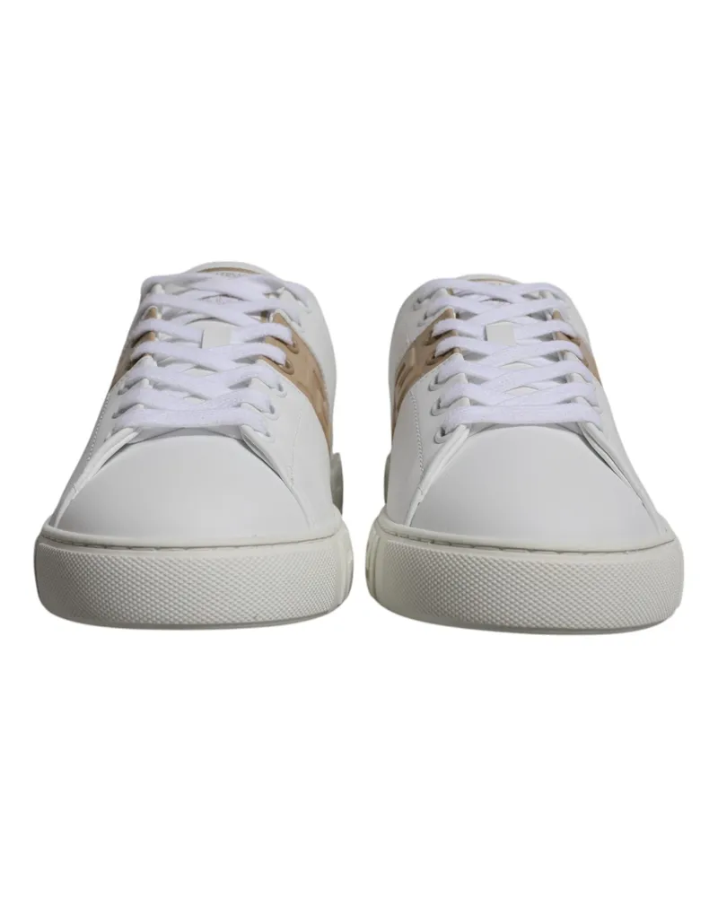 Versace White Brown Greca Print Tpu Low Top Men Sneakers Shoes White