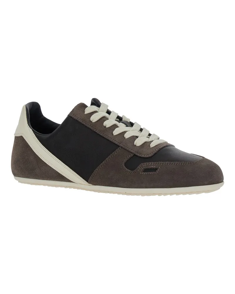 Rick Owens Women's Black Low-Top Sneakers With Suede Inserts Calf Trainers Black