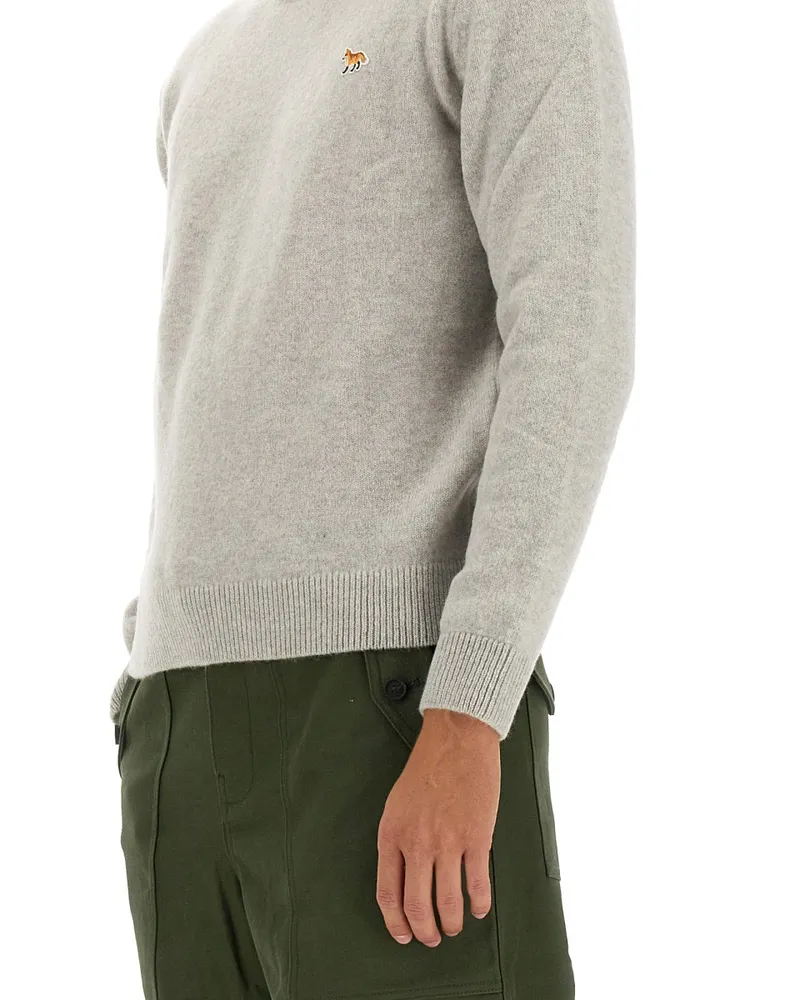 Kitsuné Wool Jersey Knit Sweater — Gray Gray