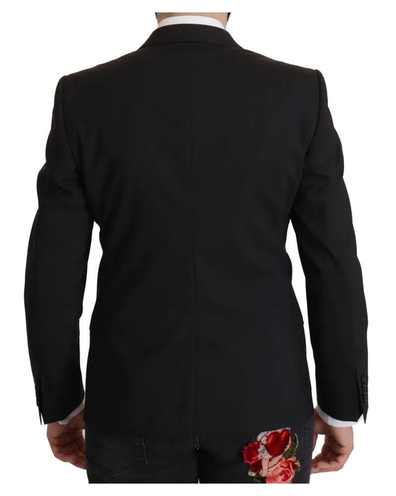 Dolce & Gabbana Men's Black Single Breasted Jacket Martini Blazer Virgin Wool Elastane Clothing Black
