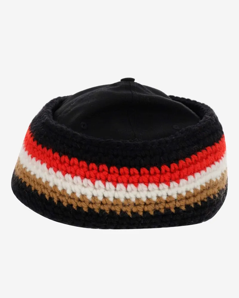 Burberry Men's Baseball Cap With Crochet Headband Black Cotton Hat Black
