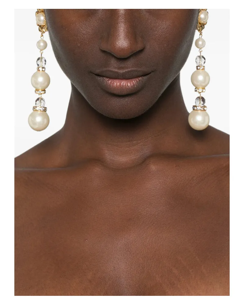 Alessandra Rich Pearl & Crystal-Embellished Bracelet — Gold Gold