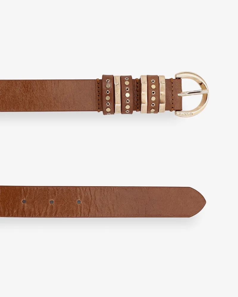 Pinko Women Leather Belt Brown Brown