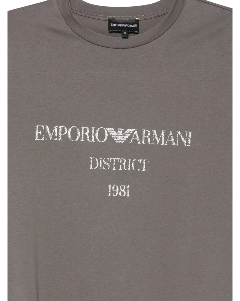 Emporio Armani Logo-Print Cotton T-shirt — Grey Grey