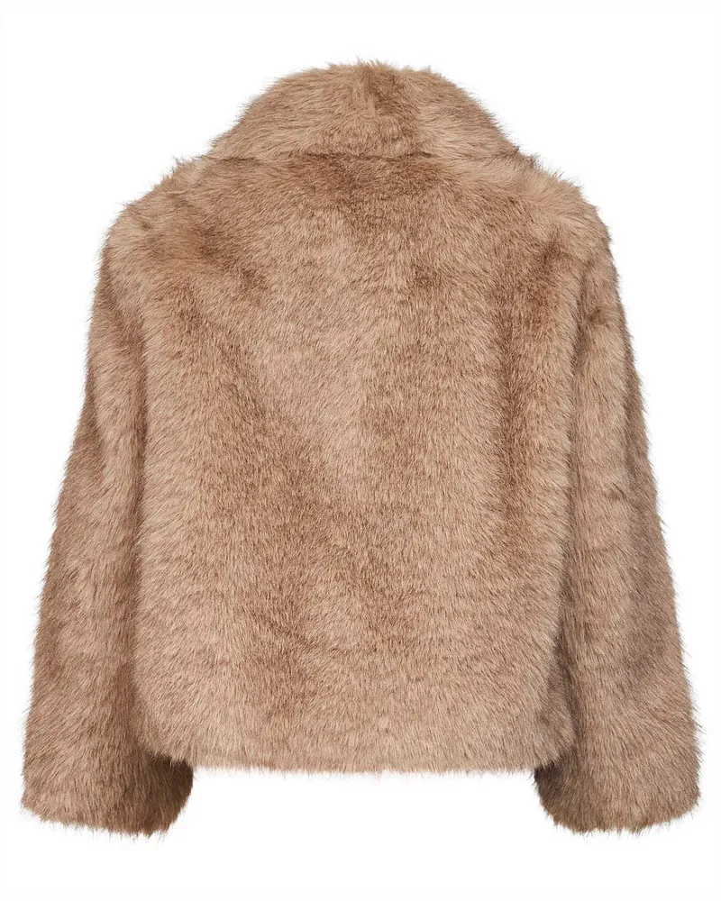 Max Mara Women's Short Faux-Fur Coat Yellow Polyester Beige