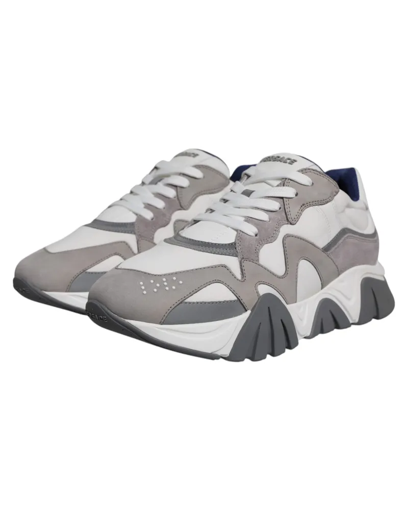 Versace Men's Grey Leather Neoprene Chunky Low Top Squalo Sneakers Shoes Gray Co Vl Gray