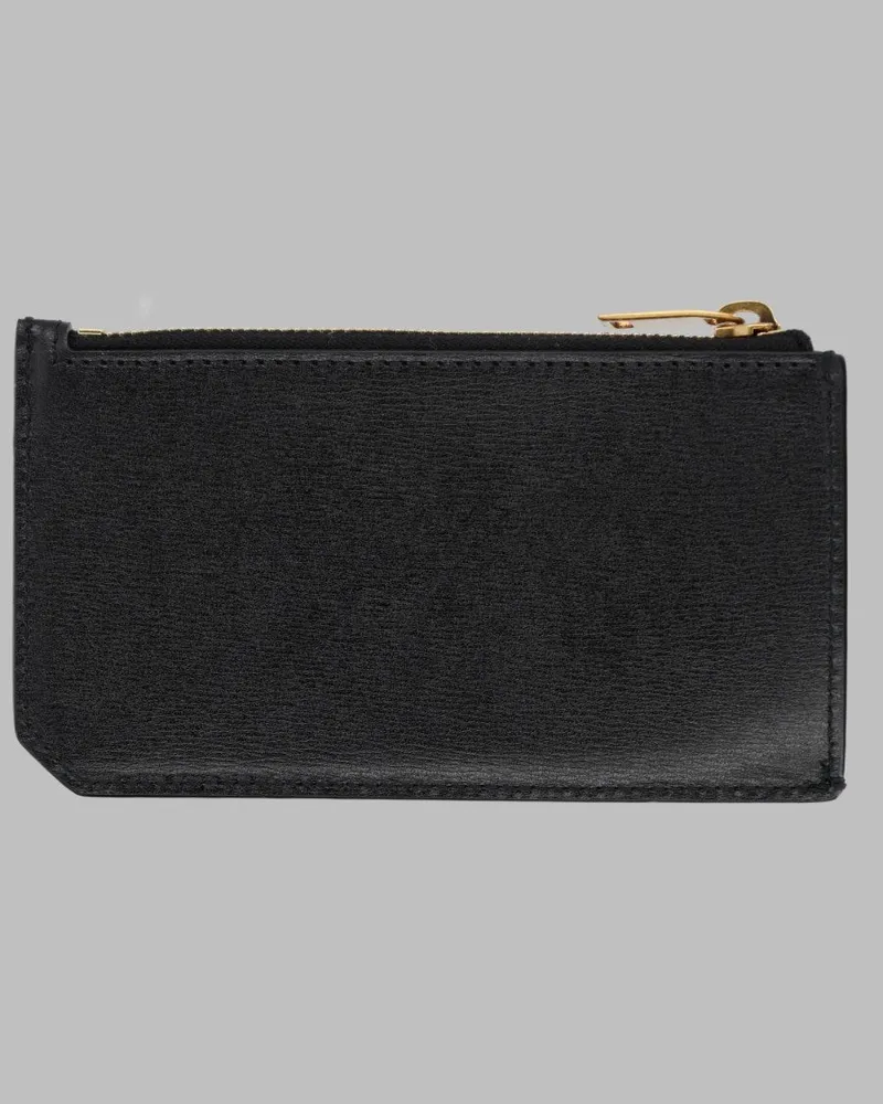 Saint Laurent Tiny Cassandre Card Case — Black Black