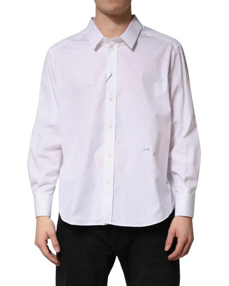 Dolce & Gabbana Men's White Sartoria Cotton Collared Dress Shirt White