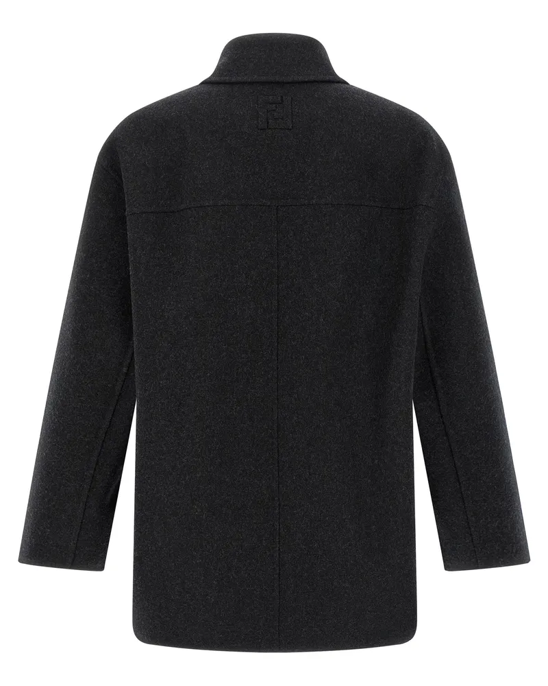 Fendi Men's Gray Virgin Wool Coat Clothing Gray