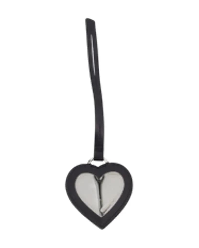 Vivienne Westwood Women's Heart Mirror Charm -  Leather Black Calfskin Accessories Charms Black
