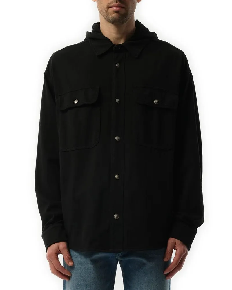 Palm Angels Men Black Denim Shirt Black