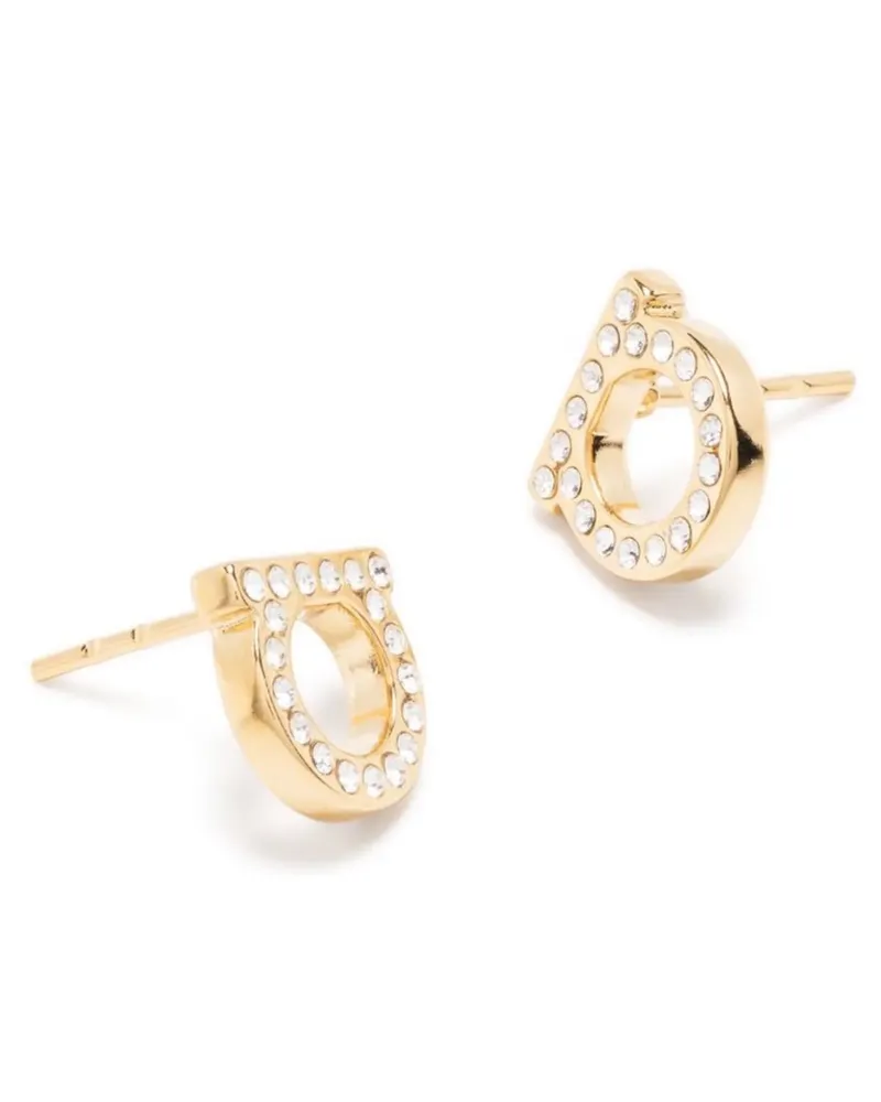 Ferragamo Gancini Crystals Earrings — Gold Gold