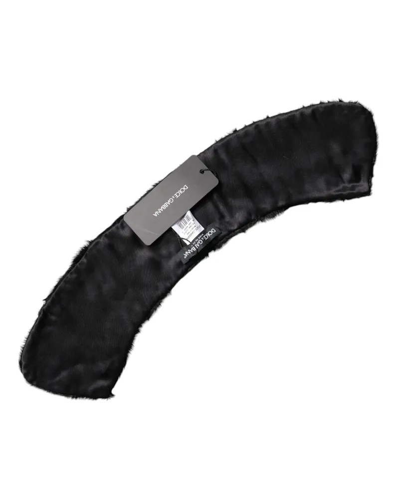Dolce & Gabbana Black Lamb Fur Collar Women Neck Wrap Scarf Black