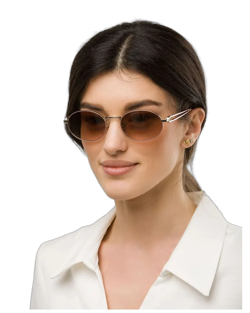 Furla SFUB30 Metal Oval Sunglasses — Pink Pink