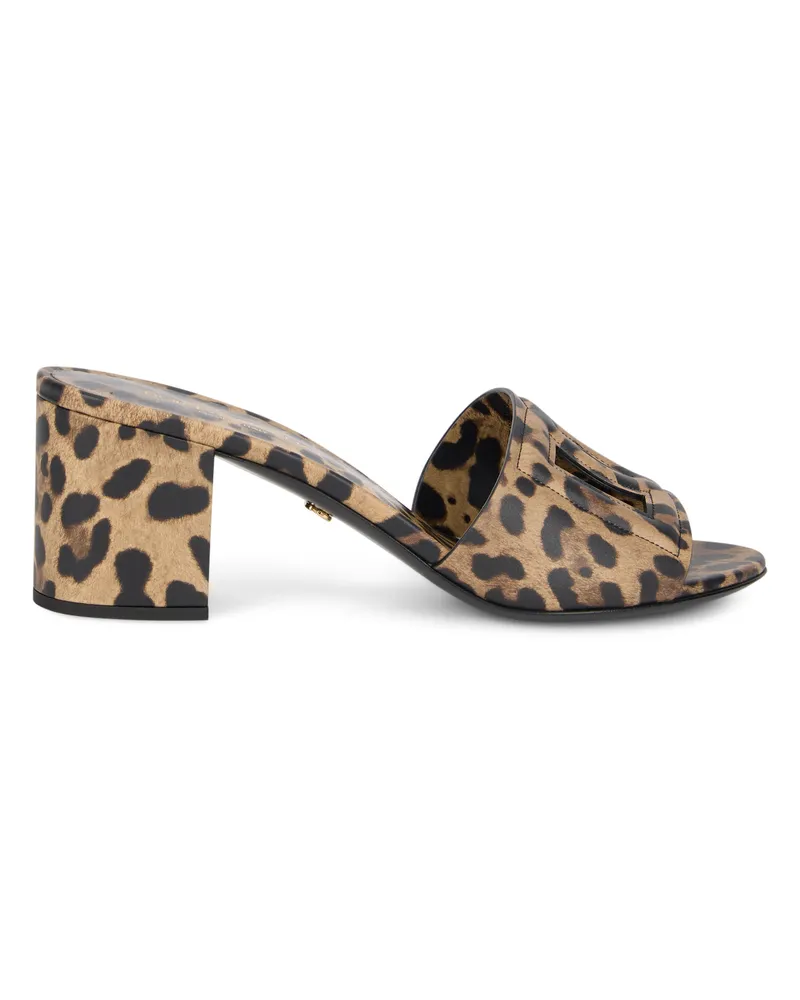 Dolce & Gabbana Women's High-Heeled Sandals Leopard Print Brown Viscose Brown