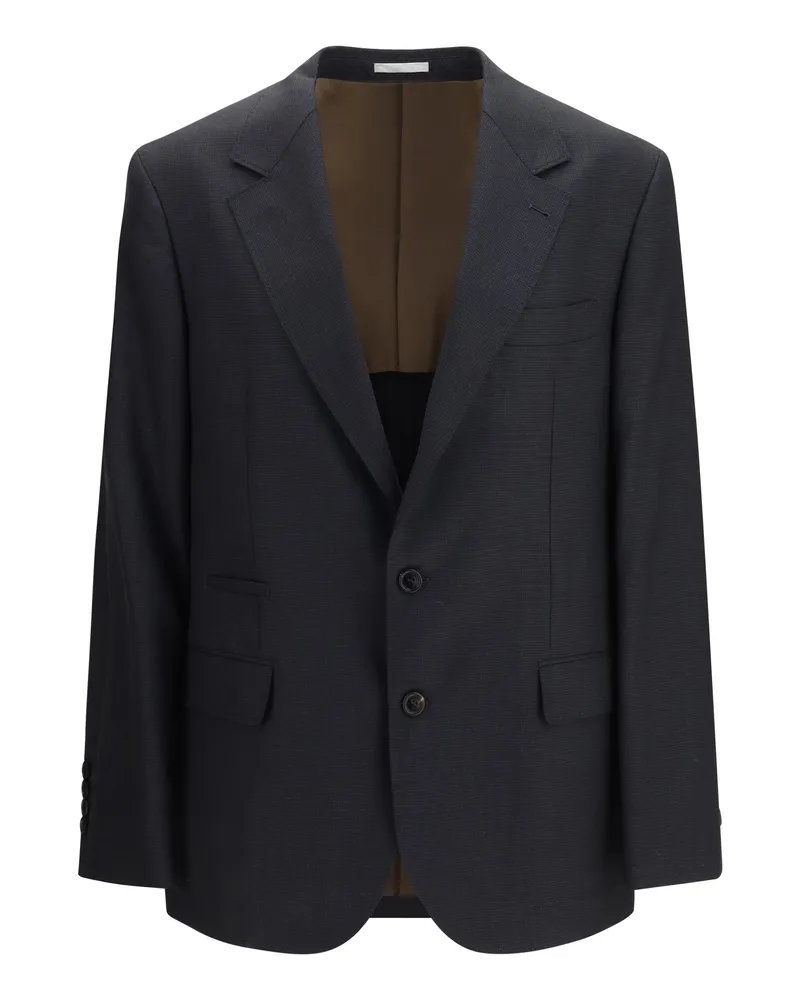 Brunello Cucinelli Merino Wool Houndstooth Blazer — Anthracite Anthracite