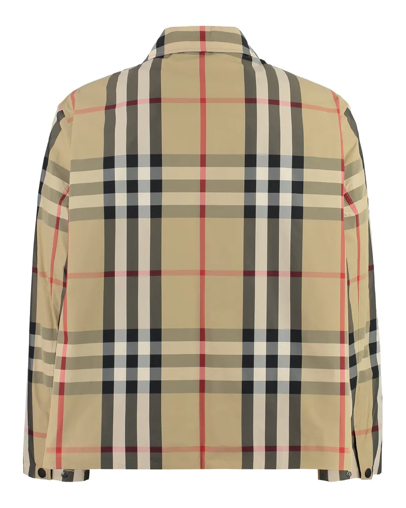 Burberry Men's Checked Jacket Beige Polyamide Raincoats Coat Beige