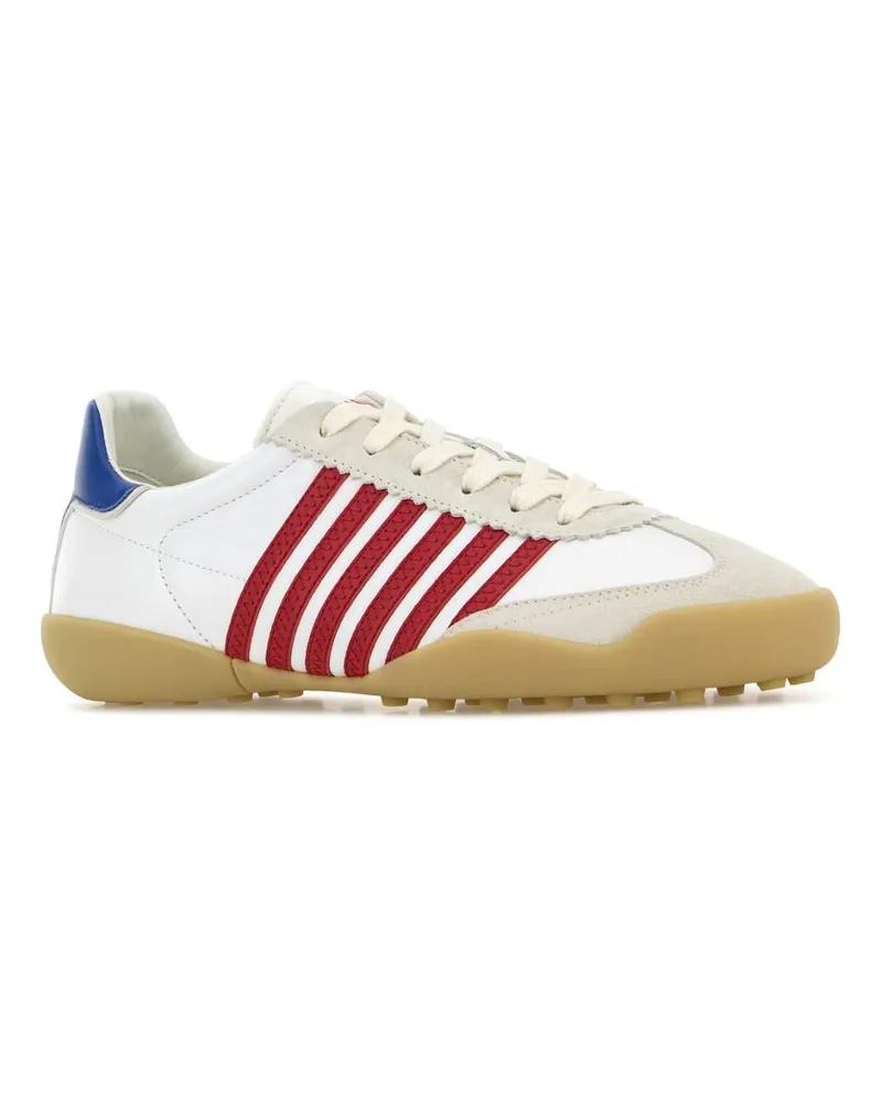 Dsquared2 Men's White Leather  Soccer Sneakers Biancorossoblu White