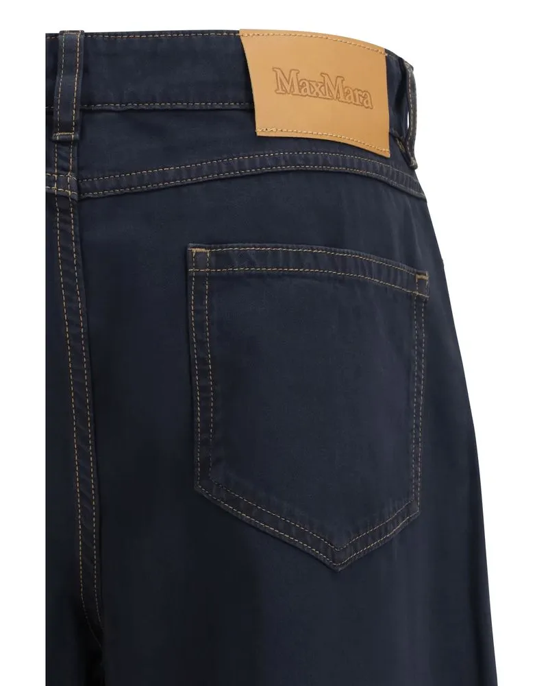 Max Mara Women's Blue Cotton Casual Pants Blue
