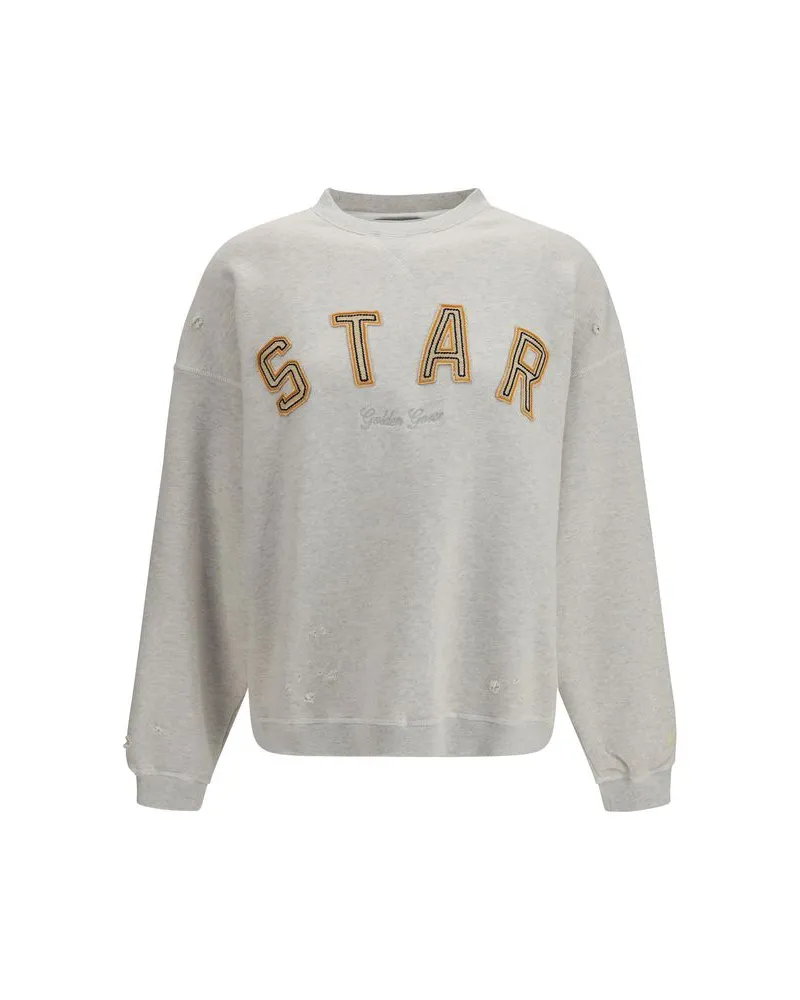 Golden Goose Logo-Embroidered Cotton Sweatshirt — Gray Gray