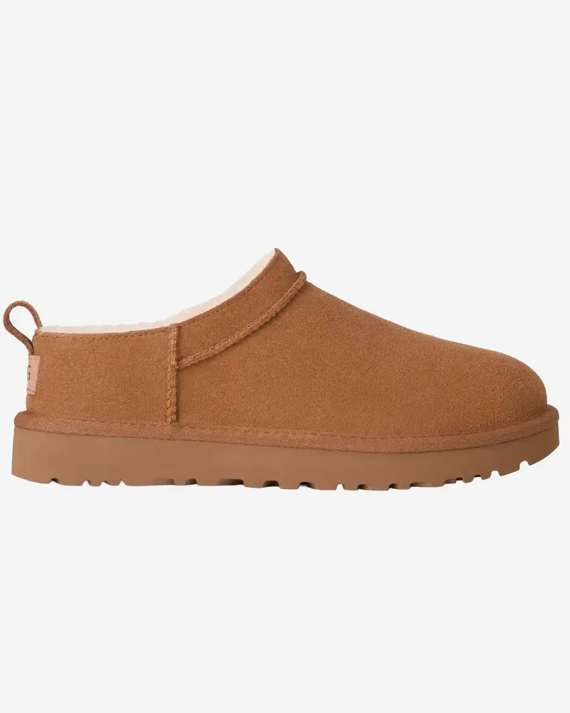 UGG Women's Mules Micro Suede Brown Leather Brown