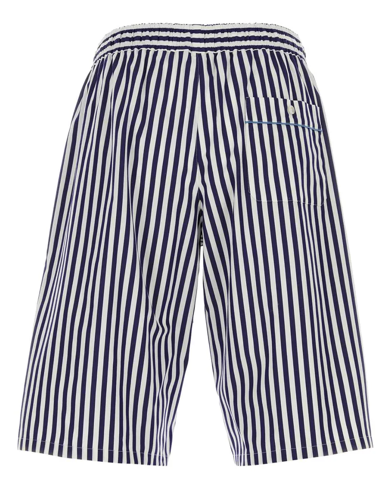 Dolce & Gabbana Men's Embroidered Poplin Bermuda Shorts Rigato Exterior: Cotton Silk Pantaloni Navy