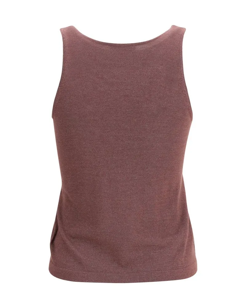 Brunello Cucinelli Women's Bordeaux Cashmere Sleeveles T-Shirt Red